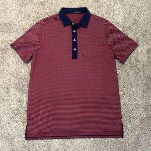 Ralph Lauren RLX Navy & Pink Striped Golf Polo Shirt Large